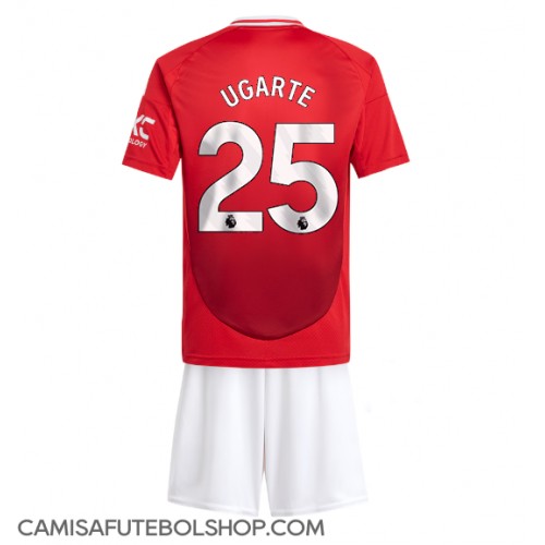 Camisa de time de futebol Manchester United Manuel Ugarte #25 Replicas 1º Equipamento Infantil 2024-25 Manga Curta (+ Calças curtas)